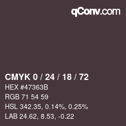 Color code: CMYK 0 / 24 / 18 / 72 | qconv.com