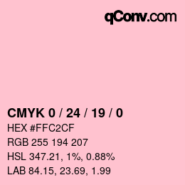 カラーコード: CMYK 0 / 24 / 19 / 0 | qconv.com