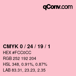 カラーコード: CMYK 0 / 24 / 19 / 1 | qconv.com