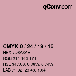 カラーコード: CMYK 0 / 24 / 19 / 16 | qconv.com