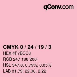 カラーコード: CMYK 0 / 24 / 19 / 3 | qconv.com