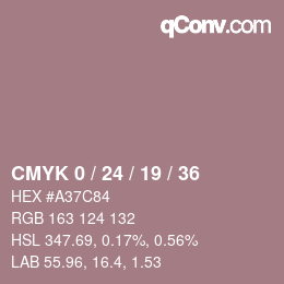 カラーコード: CMYK 0 / 24 / 19 / 36 | qconv.com