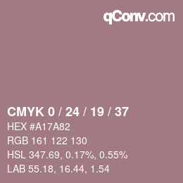 カラーコード: CMYK 0 / 24 / 19 / 37 | qconv.com