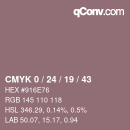 カラーコード: CMYK 0 / 24 / 19 / 43 | qconv.com