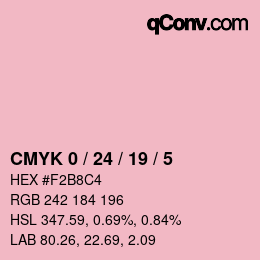 カラーコード: CMYK 0 / 24 / 19 / 5 | qconv.com
