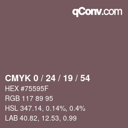 Color code: CMYK 0 / 24 / 19 / 54 | qconv.com