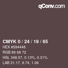カラーコード: CMYK 0 / 24 / 19 / 65 | qconv.com