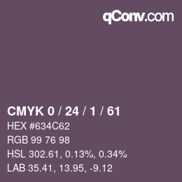 カラーコード: CMYK 0 / 24 / 1 / 61 | qconv.com