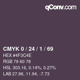 カラーコード: CMYK 0 / 24 / 1 / 69 | qconv.com