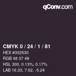 カラーコード: CMYK 0 / 24 / 1 / 81 | qconv.com