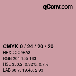 Farbcode: CMYK 0 / 24 / 20 / 20 | qconv.com