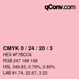 カラーコード: CMYK 0 / 24 / 20 / 3 | qconv.com