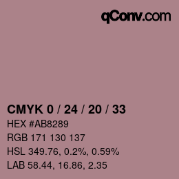 颜色代码: CMYK 0 / 24 / 20 / 33 | qconv.com