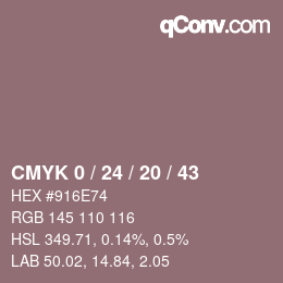 颜色代码: CMYK 0 / 24 / 20 / 43 | qconv.com
