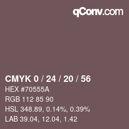 カラーコード: CMYK 0 / 24 / 20 / 56 | qconv.com