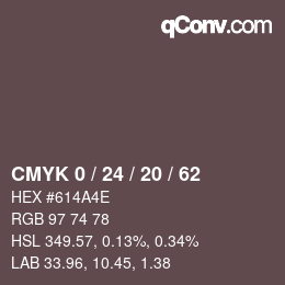 Color code: CMYK 0 / 24 / 20 / 62 | qconv.com