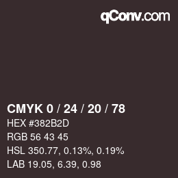 カラーコード: CMYK 0 / 24 / 20 / 78 | qconv.com
