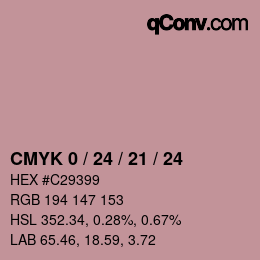 カラーコード: CMYK 0 / 24 / 21 / 24 | qconv.com