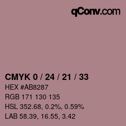 カラーコード: CMYK 0 / 24 / 21 / 33 | qconv.com