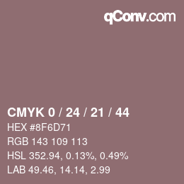 Color code: CMYK 0 / 24 / 21 / 44 | qconv.com