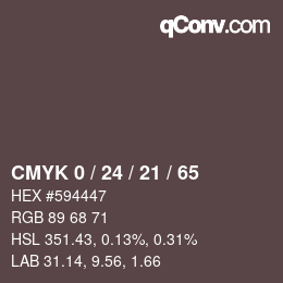 カラーコード: CMYK 0 / 24 / 21 / 65 | qconv.com