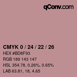 Farbcode: CMYK 0 / 24 / 22 / 26 | qconv.com