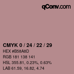 カラーコード: CMYK 0 / 24 / 22 / 29 | qconv.com