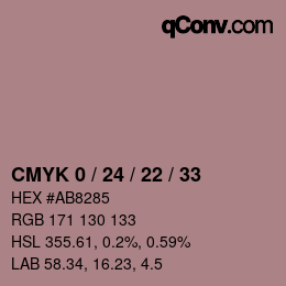 カラーコード: CMYK 0 / 24 / 22 / 33 | qconv.com
