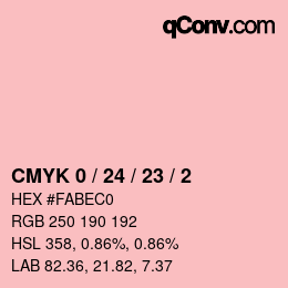 カラーコード: CMYK 0 / 24 / 23 / 2 | qconv.com