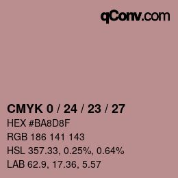 カラーコード: CMYK 0 / 24 / 23 / 27 | qconv.com