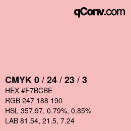カラーコード: CMYK 0 / 24 / 23 / 3 | qconv.com