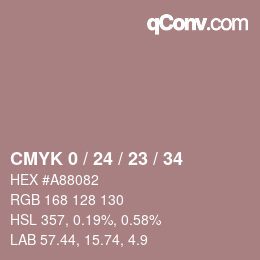 カラーコード: CMYK 0 / 24 / 23 / 34 | qconv.com