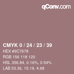 カラーコード: CMYK 0 / 24 / 23 / 39 | qconv.com
