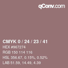 カラーコード: CMYK 0 / 24 / 23 / 41 | qconv.com