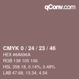 カラーコード: CMYK 0 / 24 / 23 / 46 | qconv.com