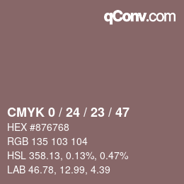 カラーコード: CMYK 0 / 24 / 23 / 47 | qconv.com