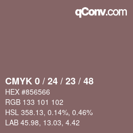 カラーコード: CMYK 0 / 24 / 23 / 48 | qconv.com