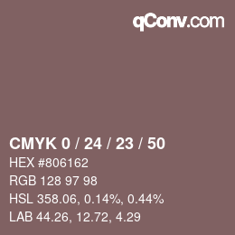 カラーコード: CMYK 0 / 24 / 23 / 50 | qconv.com