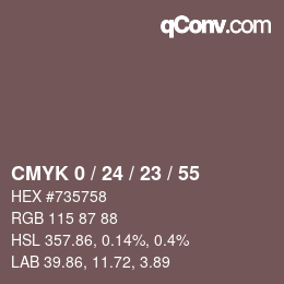 カラーコード: CMYK 0 / 24 / 23 / 55 | qconv.com