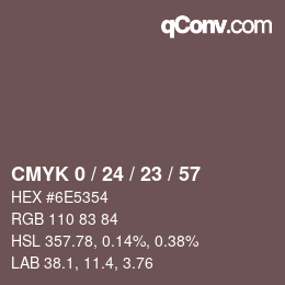 カラーコード: CMYK 0 / 24 / 23 / 57 | qconv.com