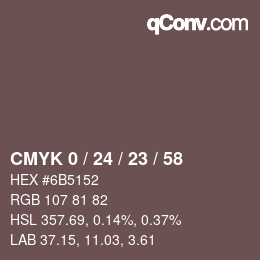 カラーコード: CMYK 0 / 24 / 23 / 58 | qconv.com