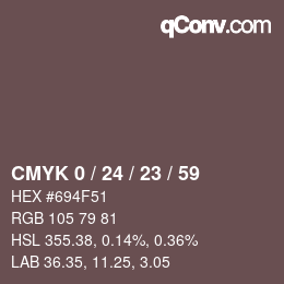 カラーコード: CMYK 0 / 24 / 23 / 59 | qconv.com