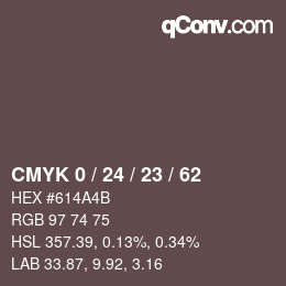 カラーコード: CMYK 0 / 24 / 23 / 62 | qconv.com