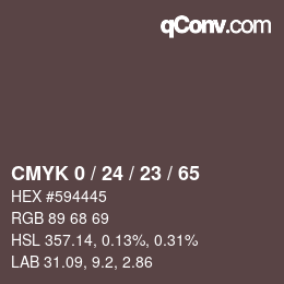 カラーコード: CMYK 0 / 24 / 23 / 65 | qconv.com