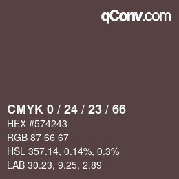 Color code: CMYK 0 / 24 / 23 / 66 | qconv.com