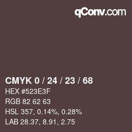 カラーコード: CMYK 0 / 24 / 23 / 68 | qconv.com
