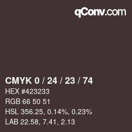 Color code: CMYK 0 / 24 / 23 / 74 | qconv.com