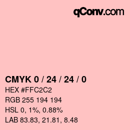 カラーコード: CMYK 0 / 24 / 24 / 0 | qconv.com