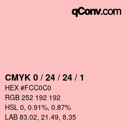 Farbcode: CMYK 0 / 24 / 24 / 1 | qconv.com