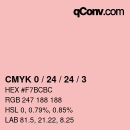 Farbcode: CMYK 0 / 24 / 24 / 3 | qconv.com